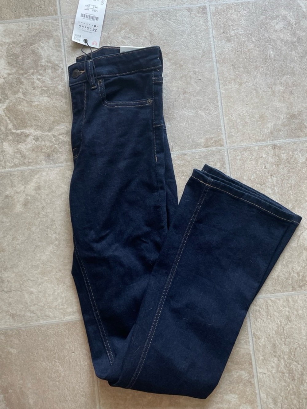 NWT Zara Womens US 2 EU 34 Dark Wash Flare Bootcut Jeans Contrast